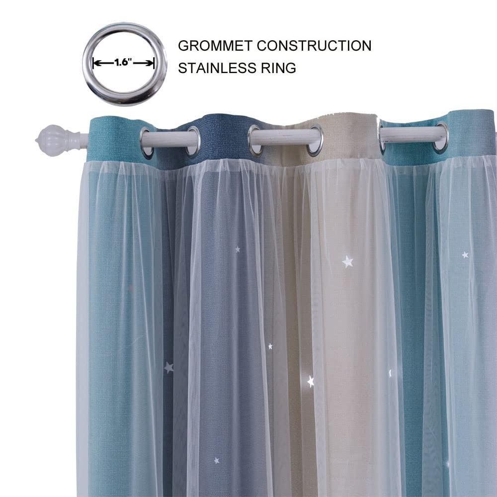 ZHUHAN Ombre Rainbow Blackout Curtains for Kid Girls Bedroom Living Room Darking