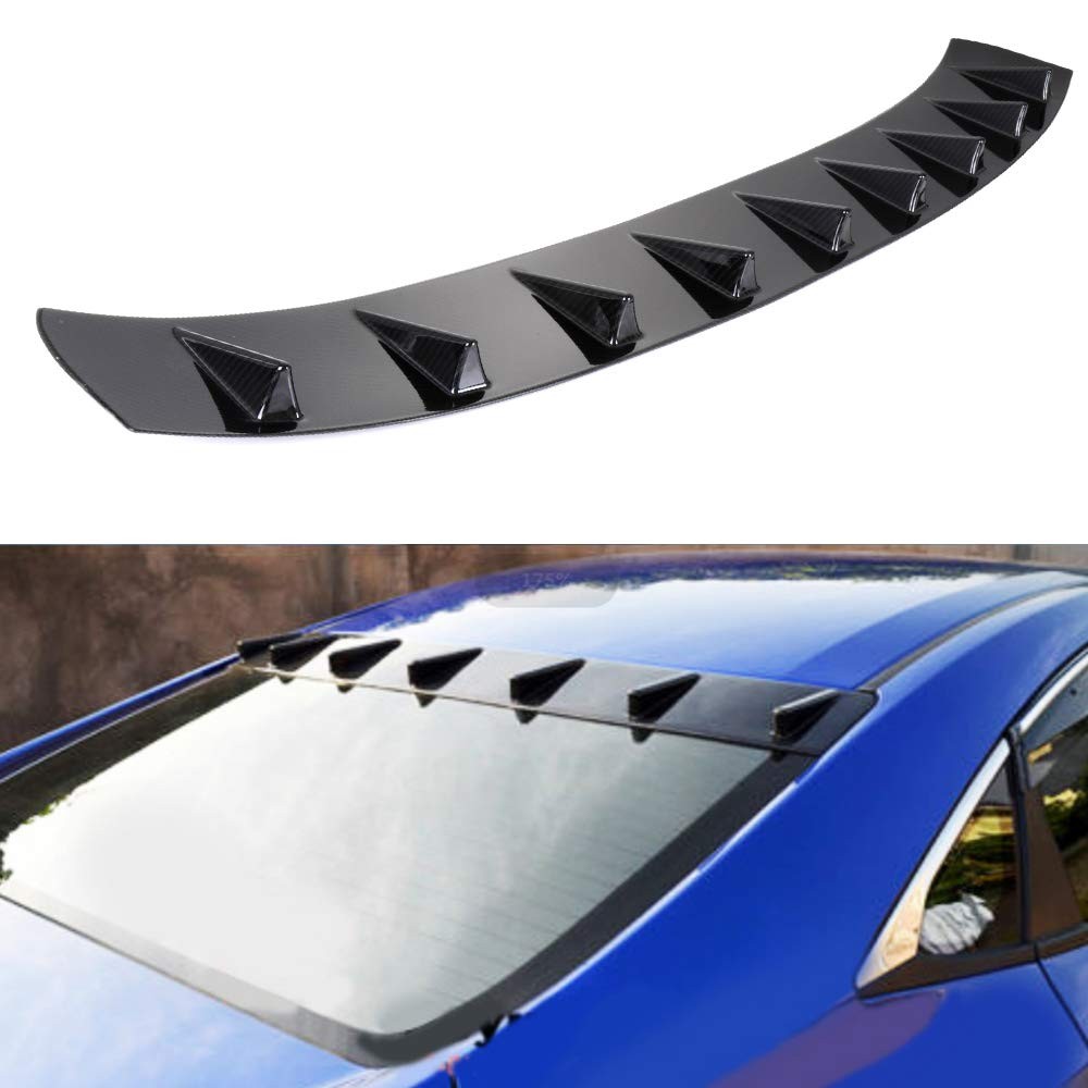 ABS Rear Roof Shark Fin Spoiler For 2016-2020 Honda Civic Sedan Glossy Carbon
