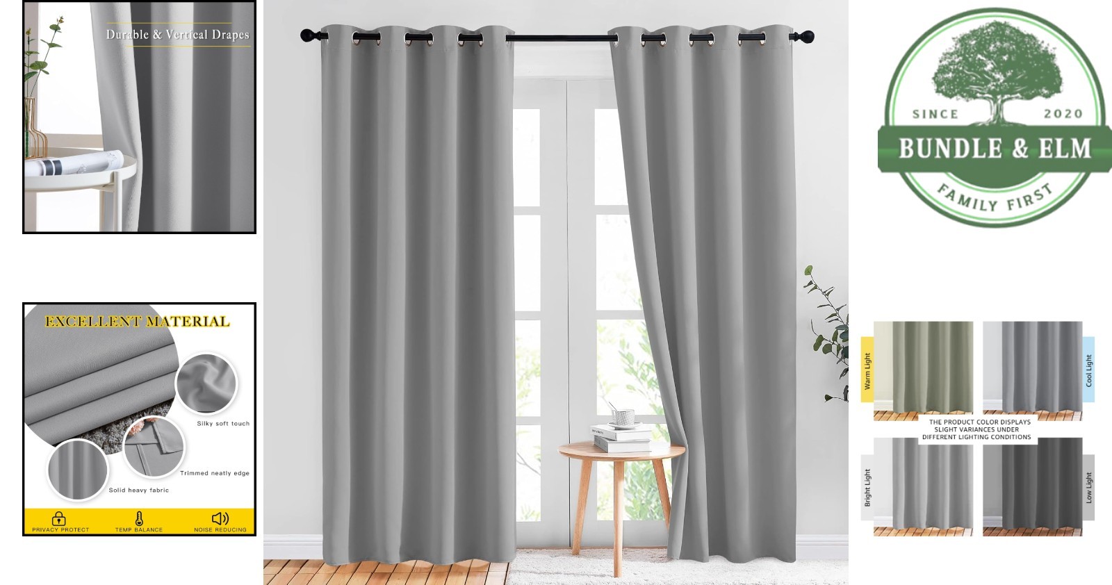 Light Gray Blackout Curtains 84 Inch Long for Bedroom or Living Room Decor