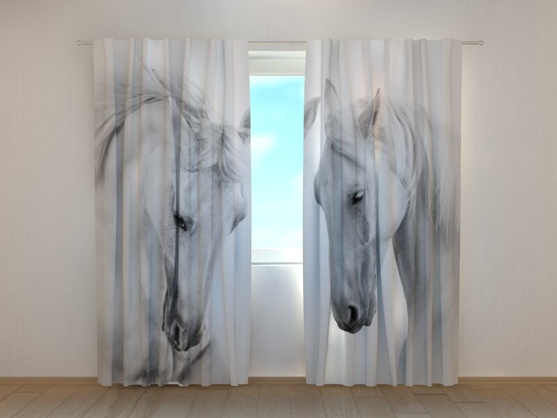 3D Photo Curtain Couple of White Horses Made to Measure