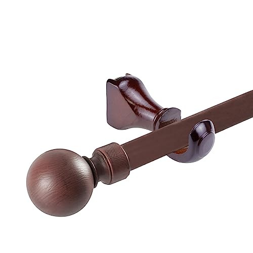 2-Pack Wood Curtain Rod Brackets,Return End Brackets for 1 1.37 inches Brown