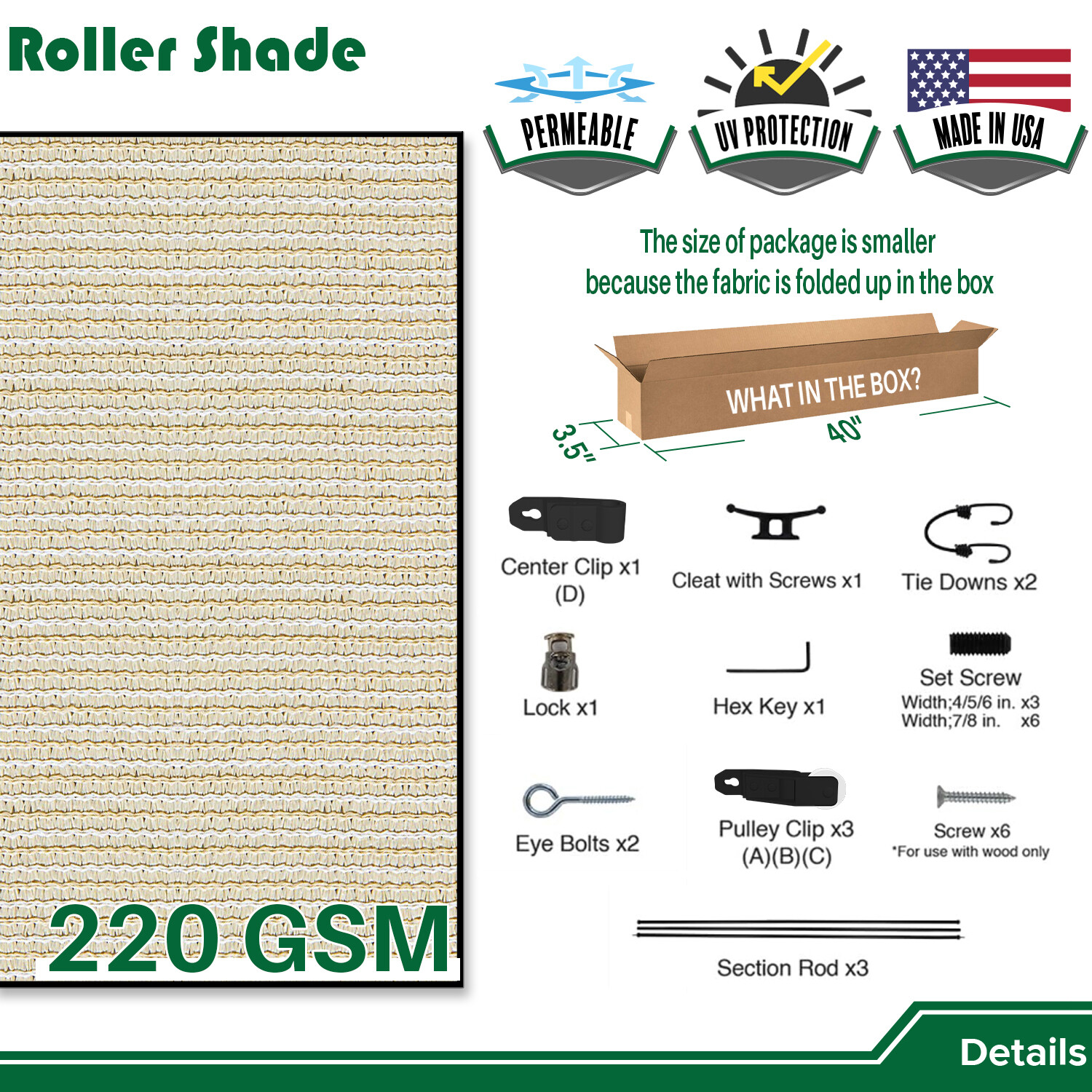 Roller up Shades Curtain Patio Deck Porch Pergola Balcony Backyard Outdoor-7FT