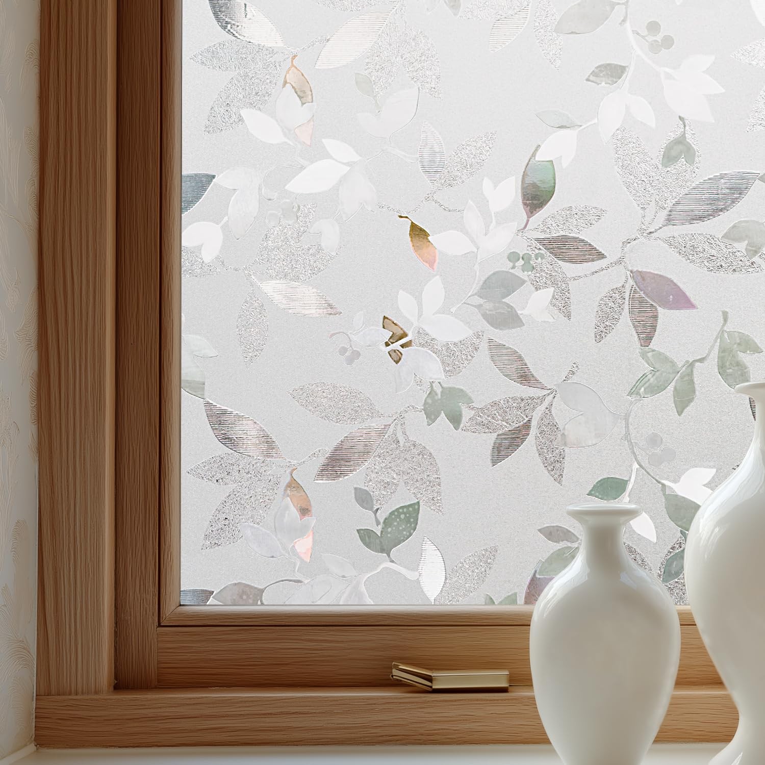 Privacy window film for entry and bathroom doors, opaque static cling sticker
