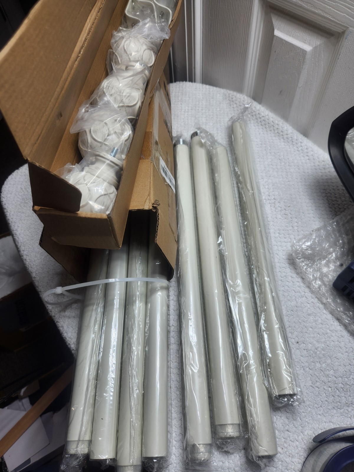 2PK White Curtain Rod 36″-88″ Adjustable Heavy Duty Boho Drapery Rod w/ Finials