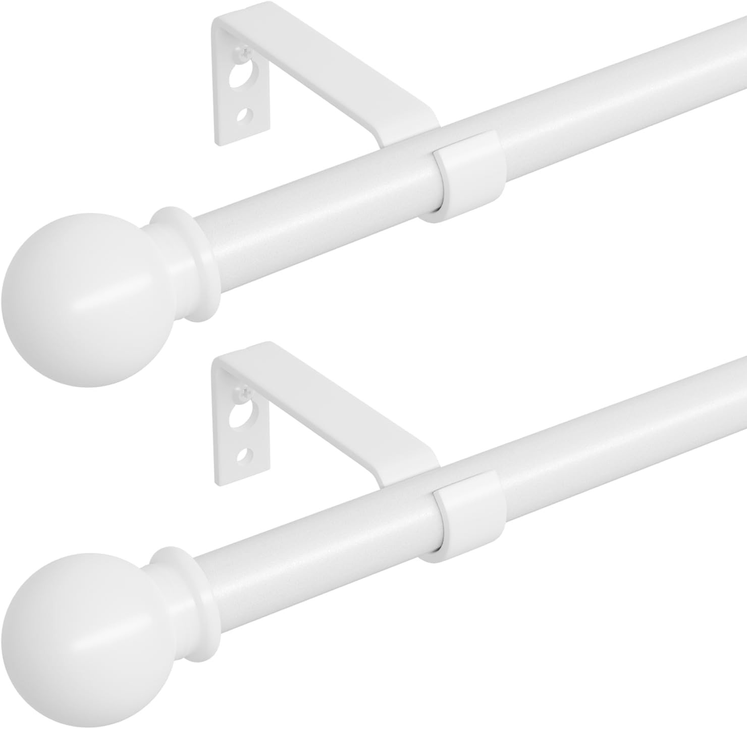 Curtain Rods for Windows 48 to 84, 2 Pack Black Curtain Rod with Brackets Easy I