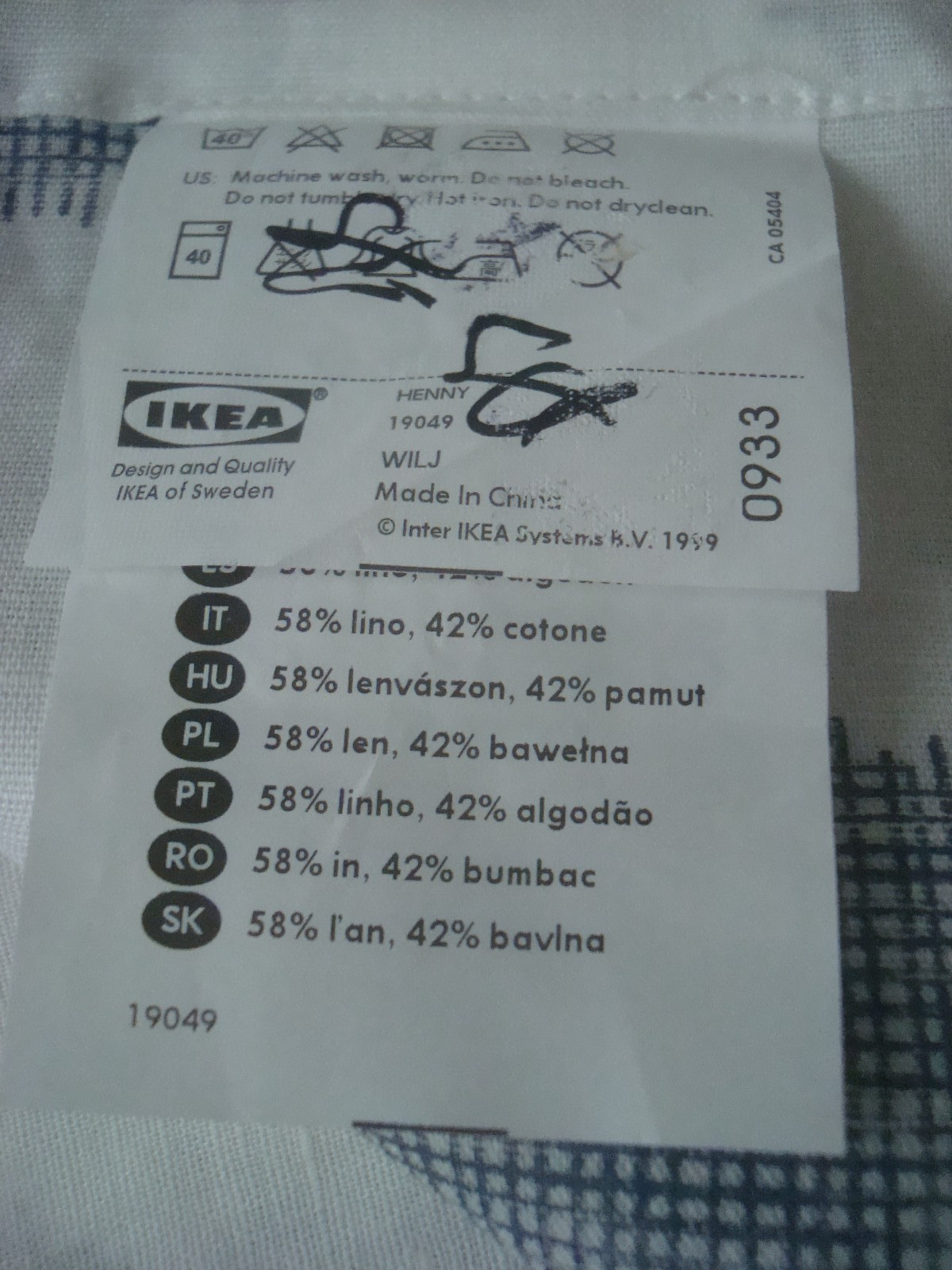 IKEA HENNY Pair of Curtains Panels White Blue Dotted Cotton Linen Blend 57 x 98″
