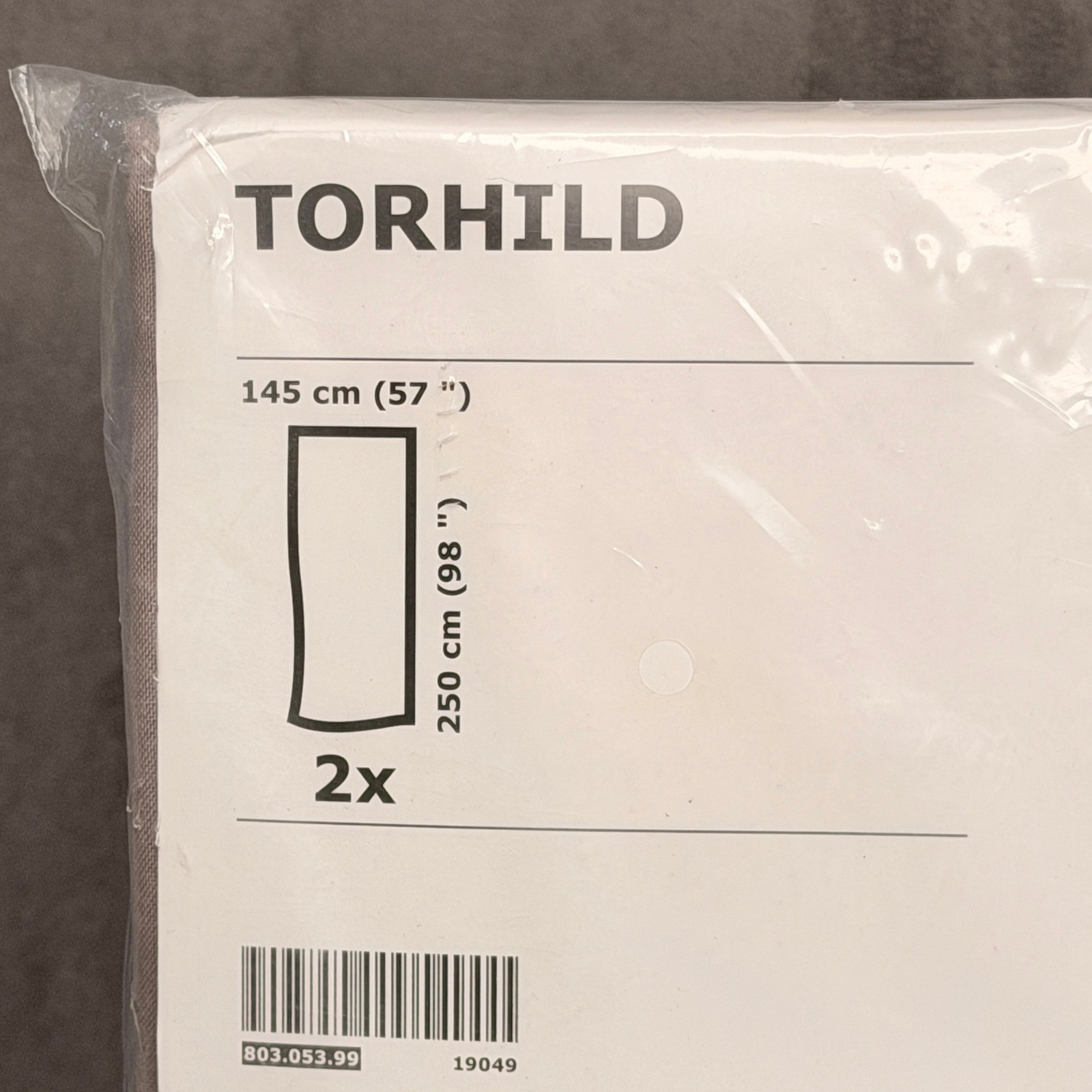 IKEA TORHILD Curtains Pair 57×98 Grey Brown Beige Sheer 100% Polyester Set 2 NEW