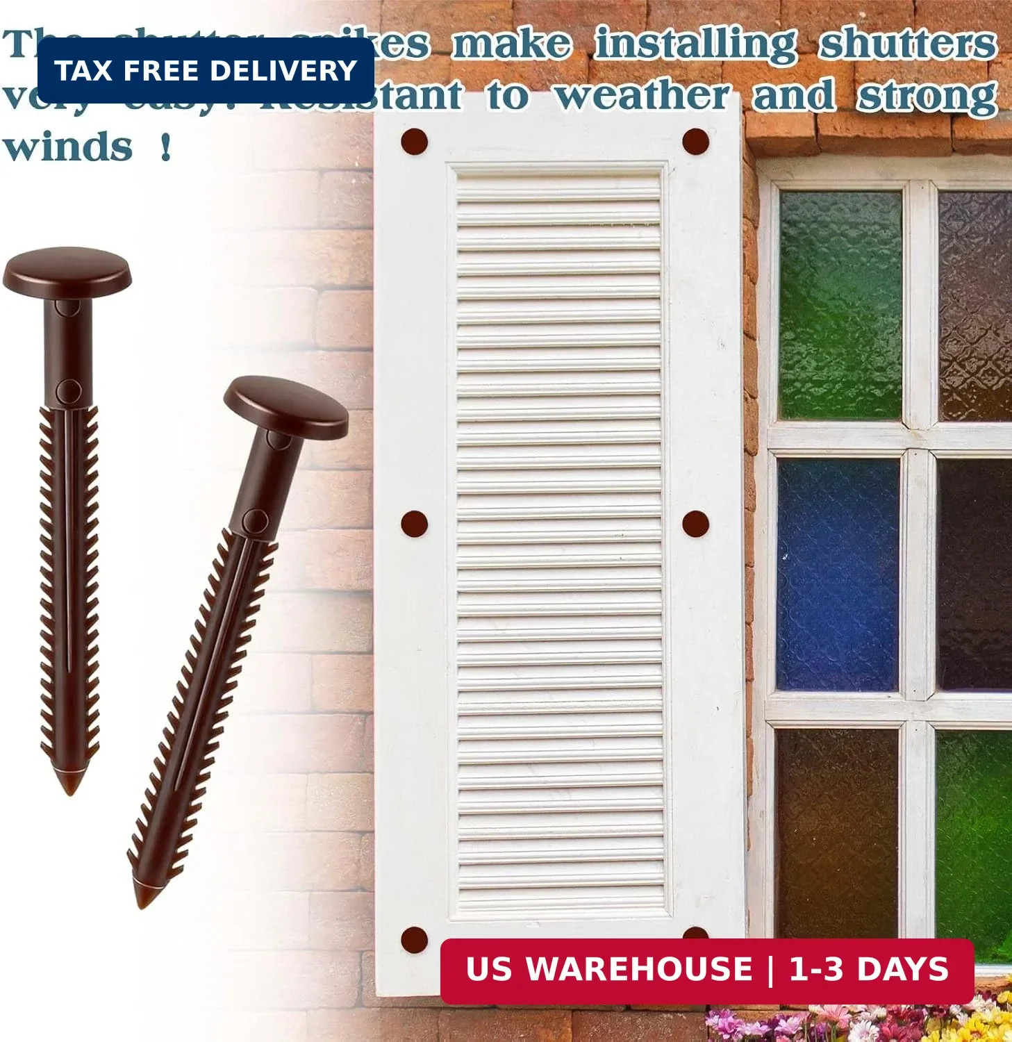 60Pcs 3 Inch Vinyl Shutter Fasteners, Window Shutter Panel Pegs Shutter Screws L