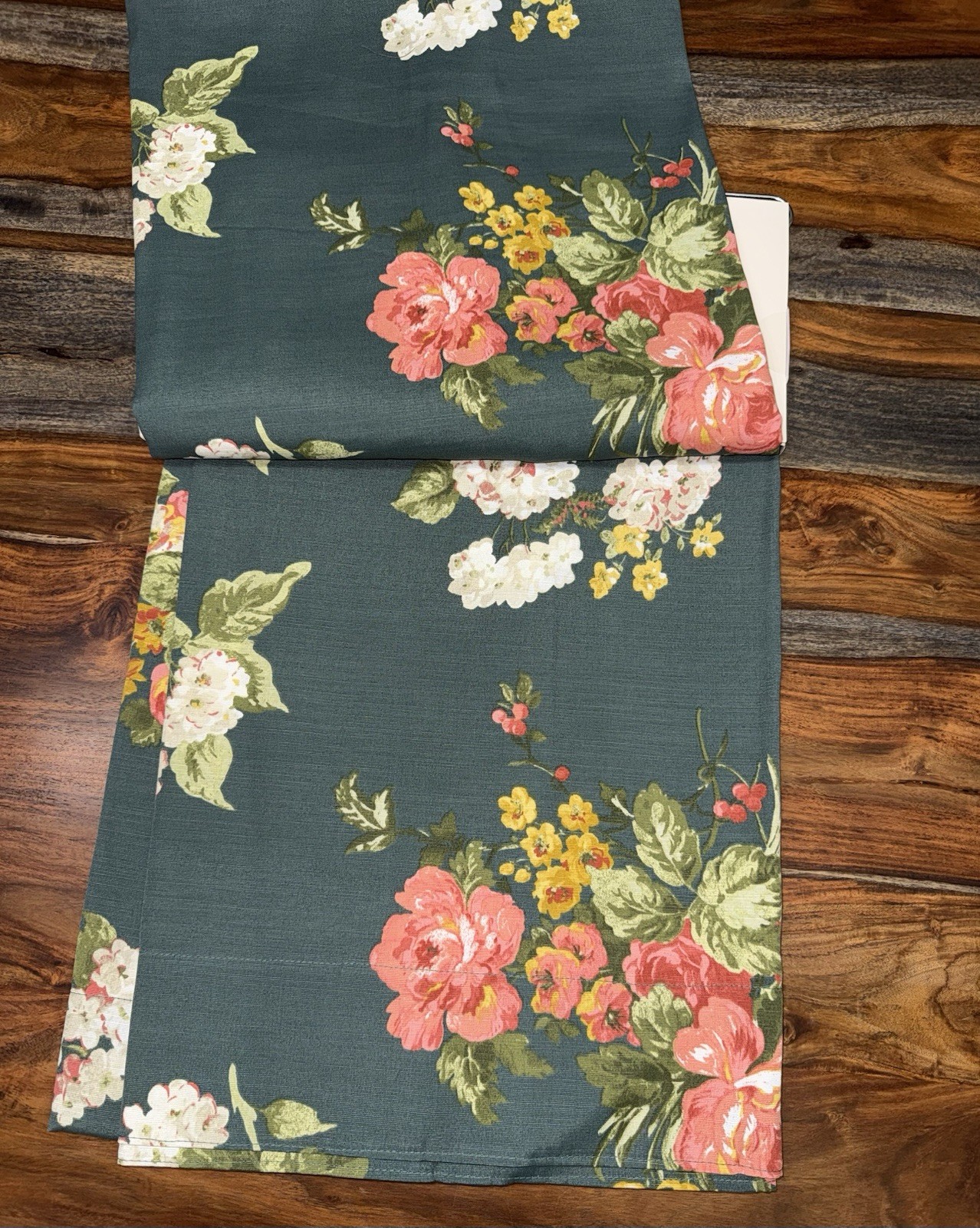 Laura Ashley Rosemore Floral Green Pair Pole Top Back Tab Curtains Panels 38×96