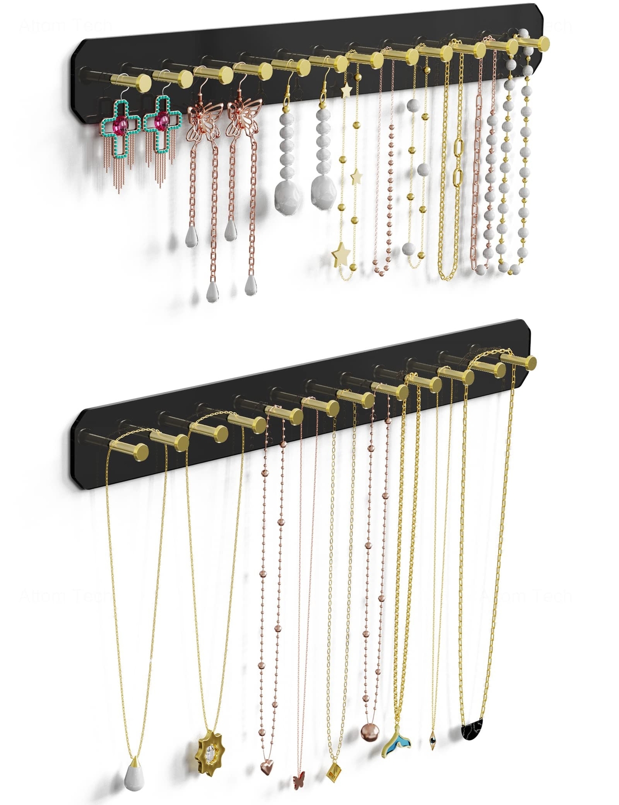NiHome Wall Mounted Acrylic Jewelry Organizer 2-Pack, Durable Sleek… Fast Ship