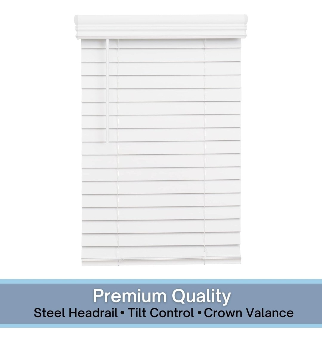Lotus & Windoware Cordless, 2 Inch Faux Wood Blind, 28″ Wide x 36″ Long, Window