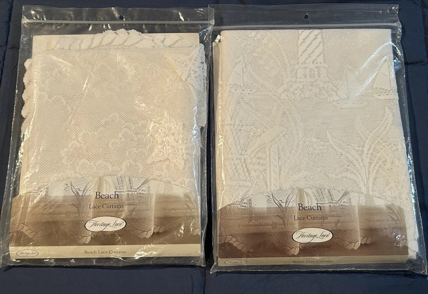 2 Heritage Lace Curtains: Beach Pattern: 60”x 24” Tiers… White.. New
