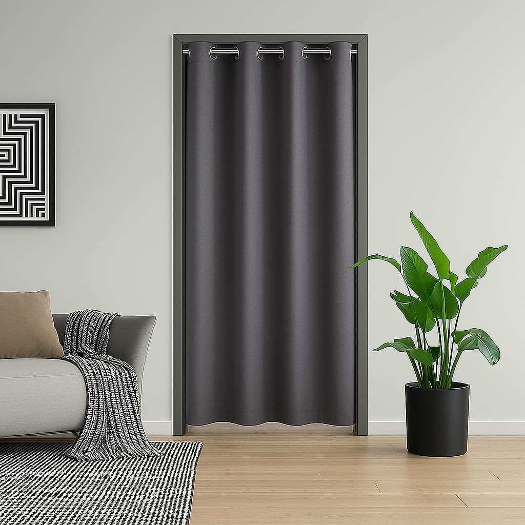 Blackout Door Curtain 80 Inch Thermal Insulated Room Darkening Privacy Doorway W