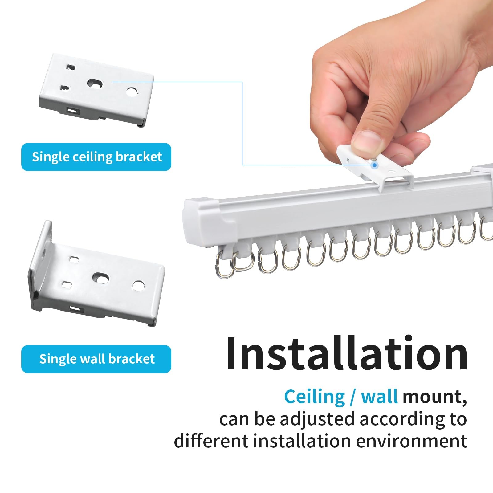 37142in Retractable Wall Or Ceiling Mount Curtain Track System For Track Curtain