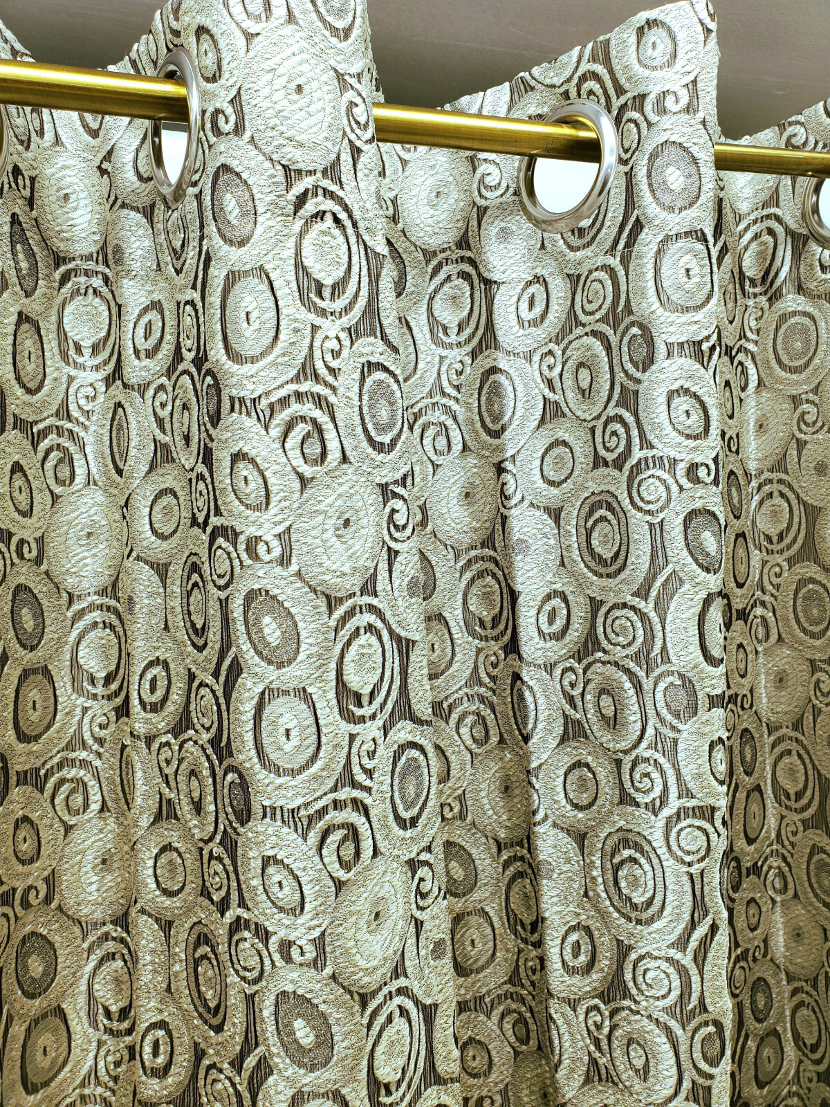 Corina Knitted Heavyweight Modern Jacquard Grommet Panel Pair 104”Wx84”L