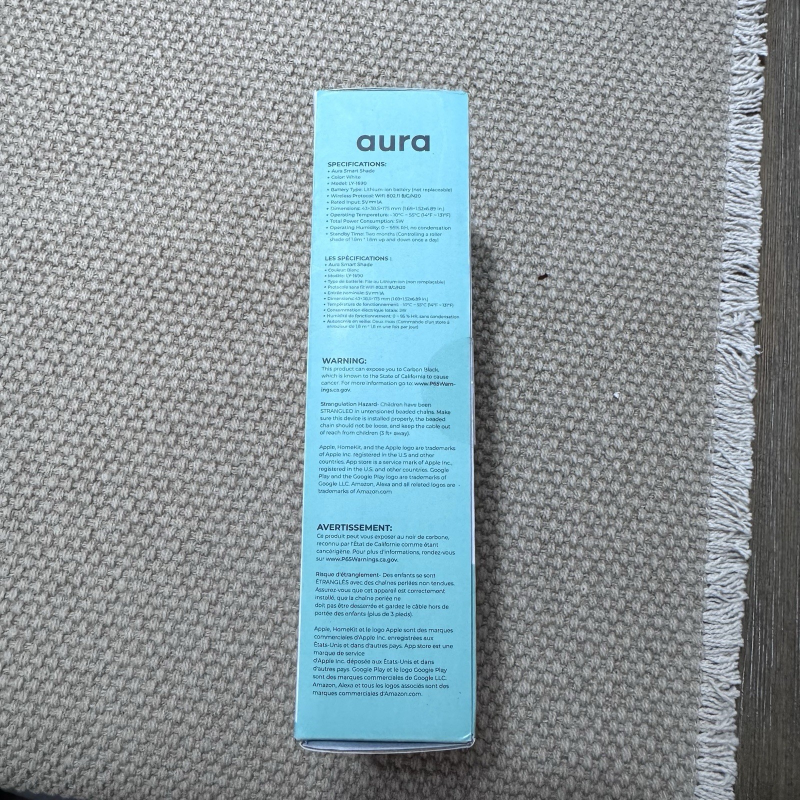 Aura Wi-Fi Smart Shade Motor Rechargeable Beaded Chain LY-1690 White