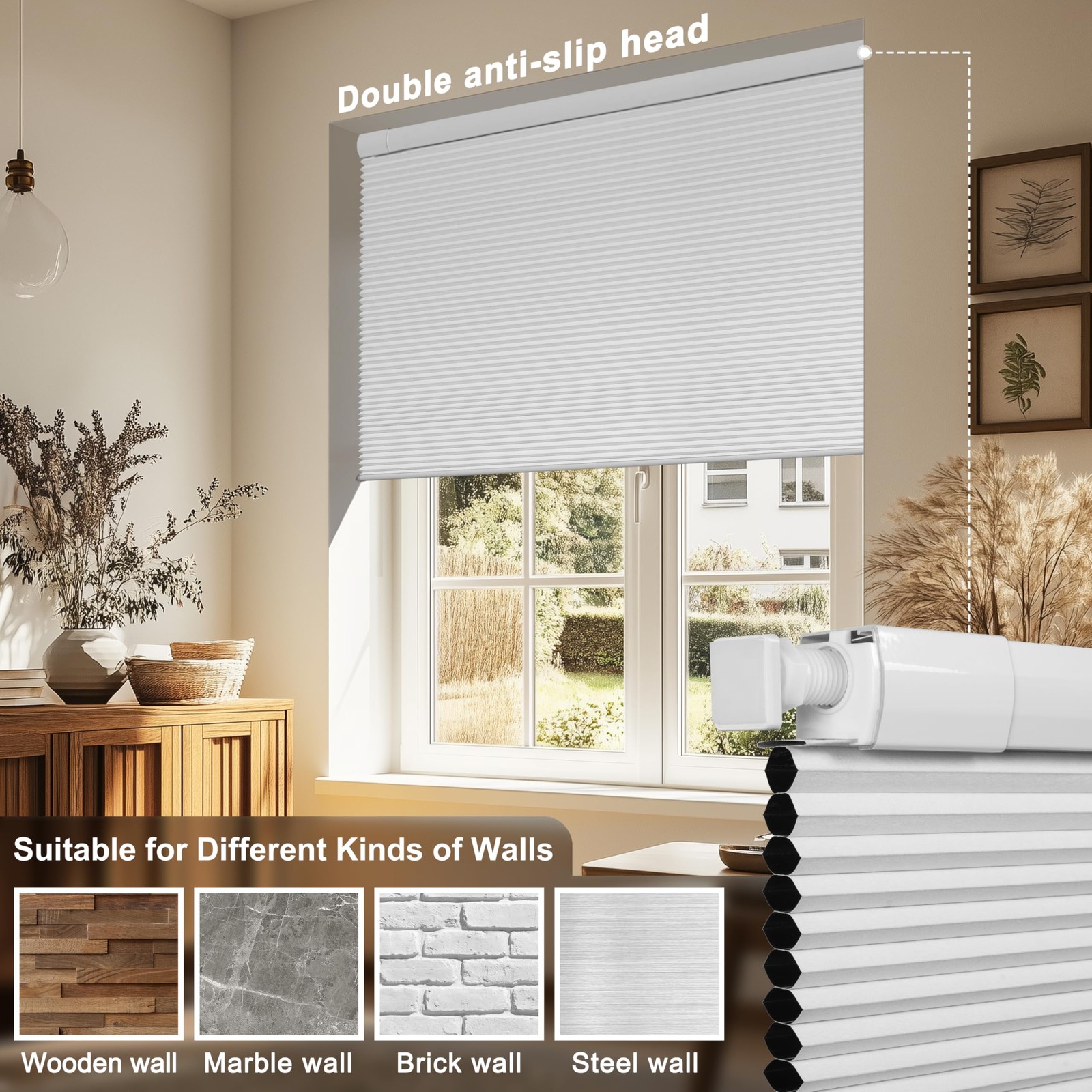 Sulugood 47″W x 36″H Blackout White Shades