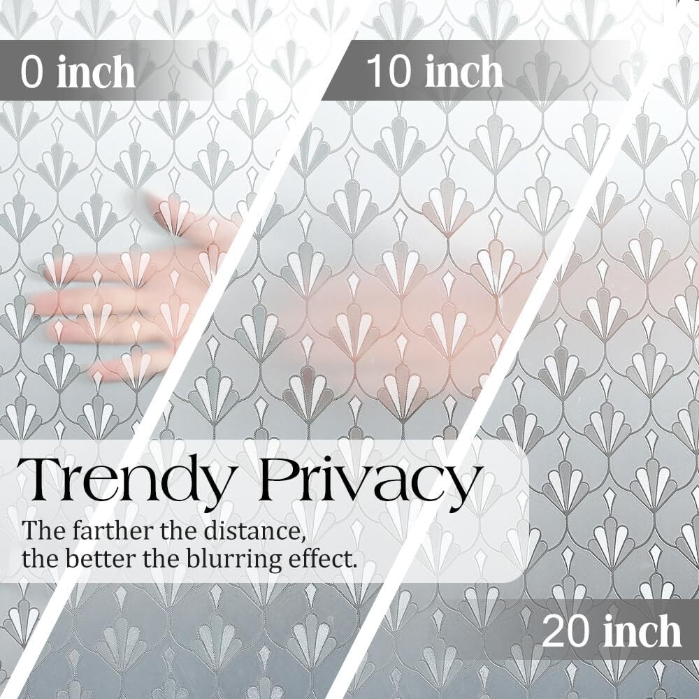 rabbitgoo Privacy Window Film Frosted Static Cling Decorative Glass Sticker