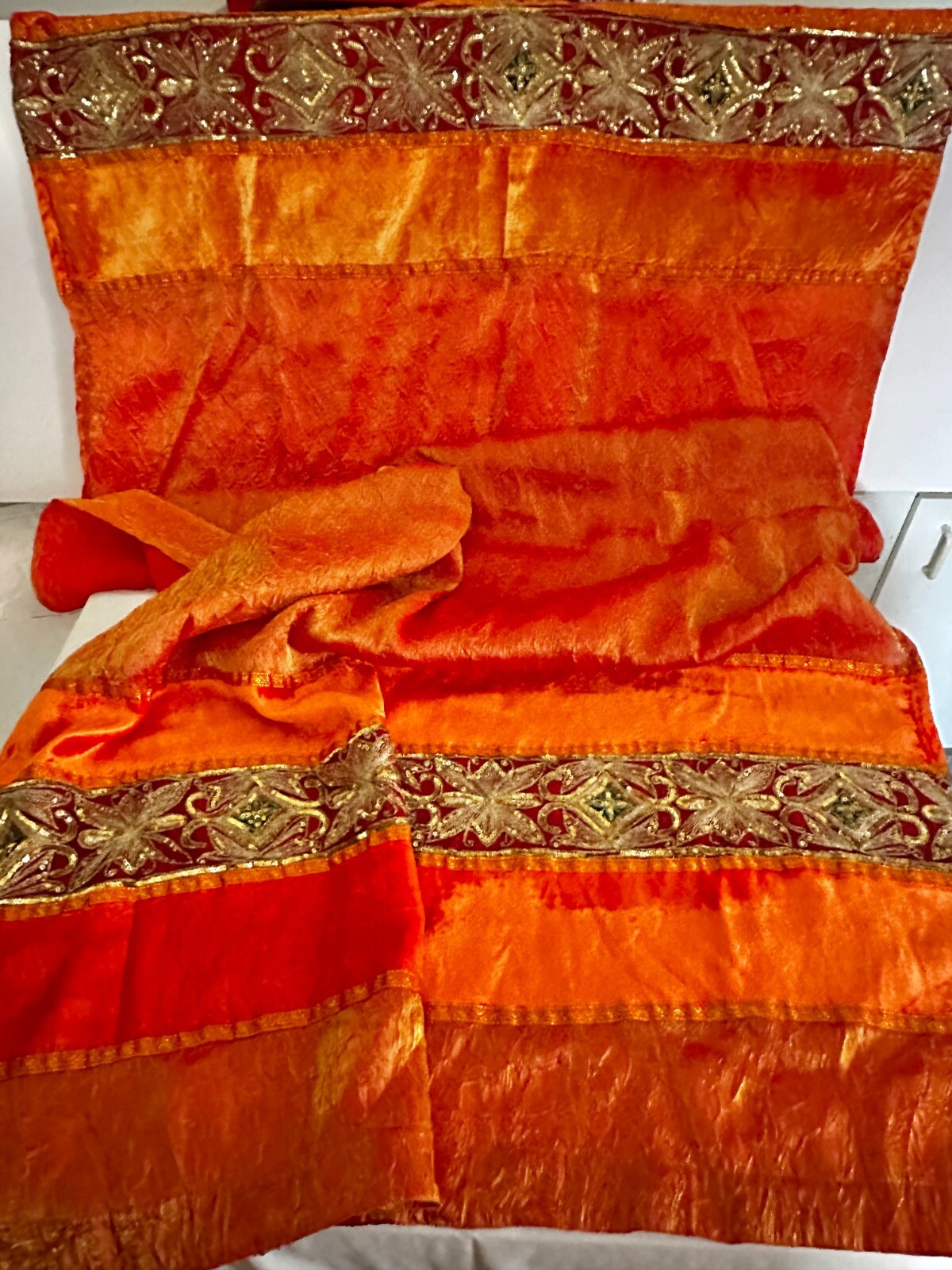Lot: Iridescent Sari Curtains (3 Total) 40inWx104inLx4in loops Bohemian Fun