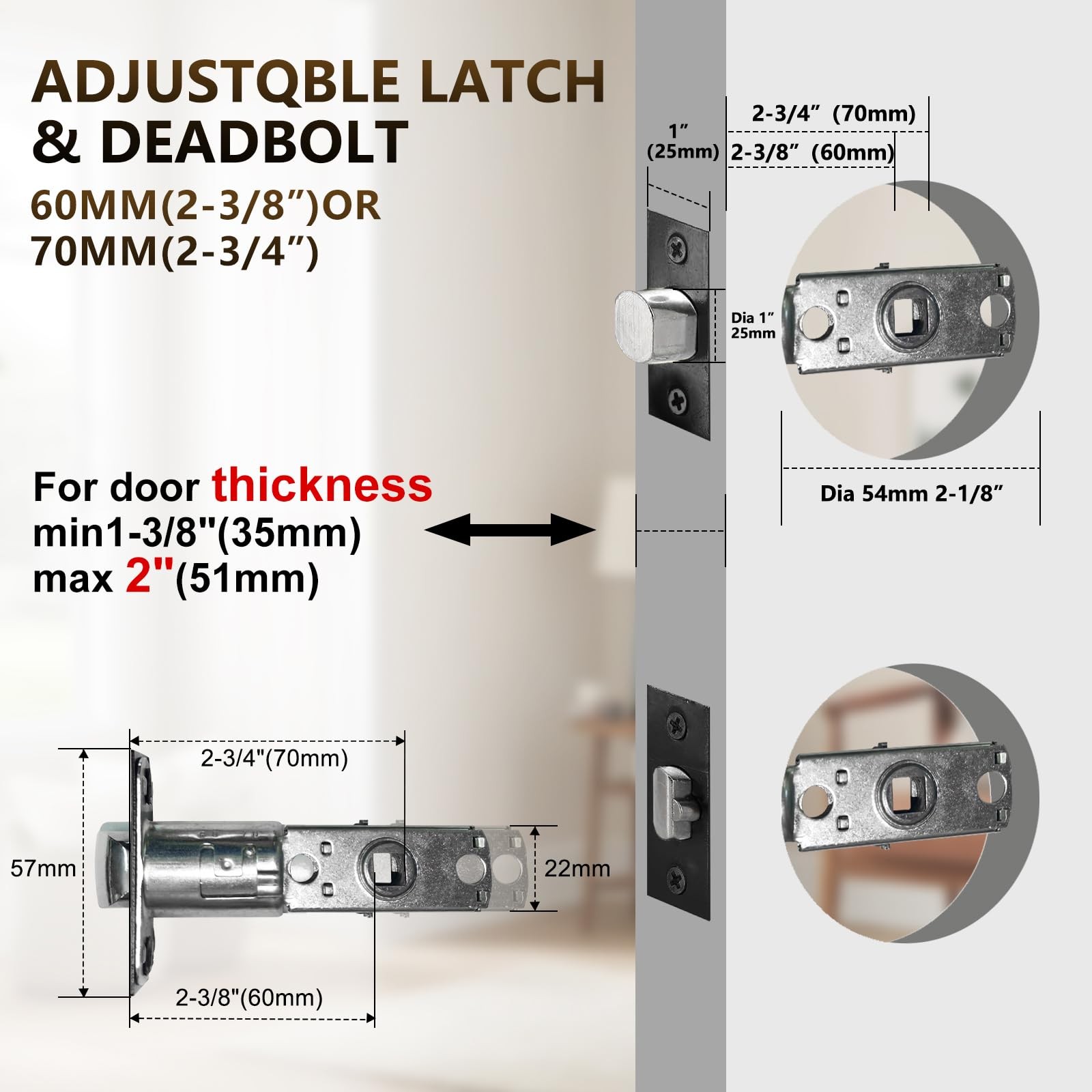 Tmc Double Door Handlset For Front Door In Matte Black Keyed Entry Handle And