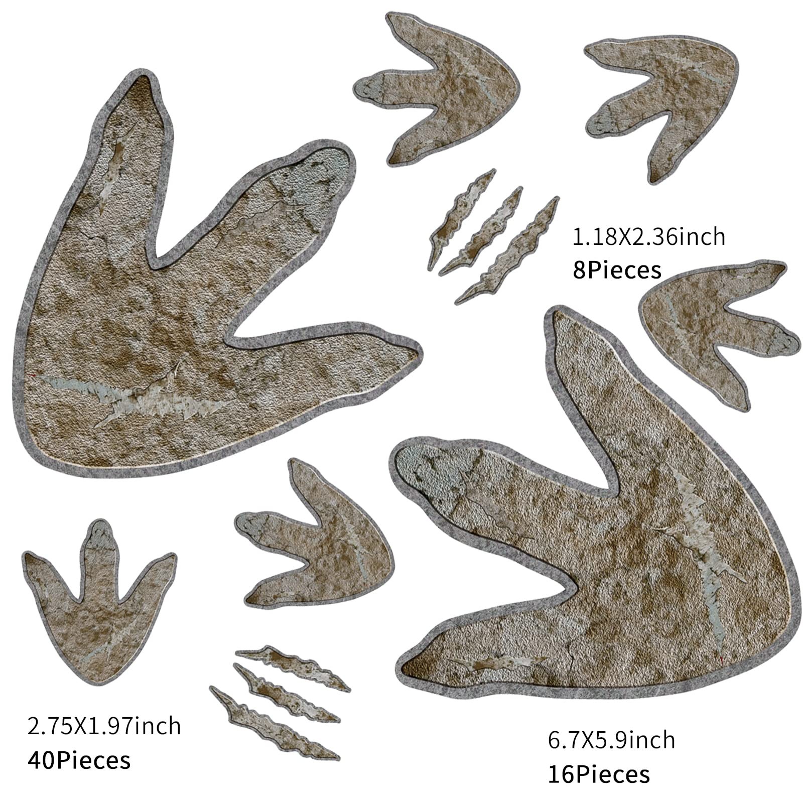 Gersoniel 64 Pcs Dinosaur Footprints Floor Decals Peel and Stick Beige