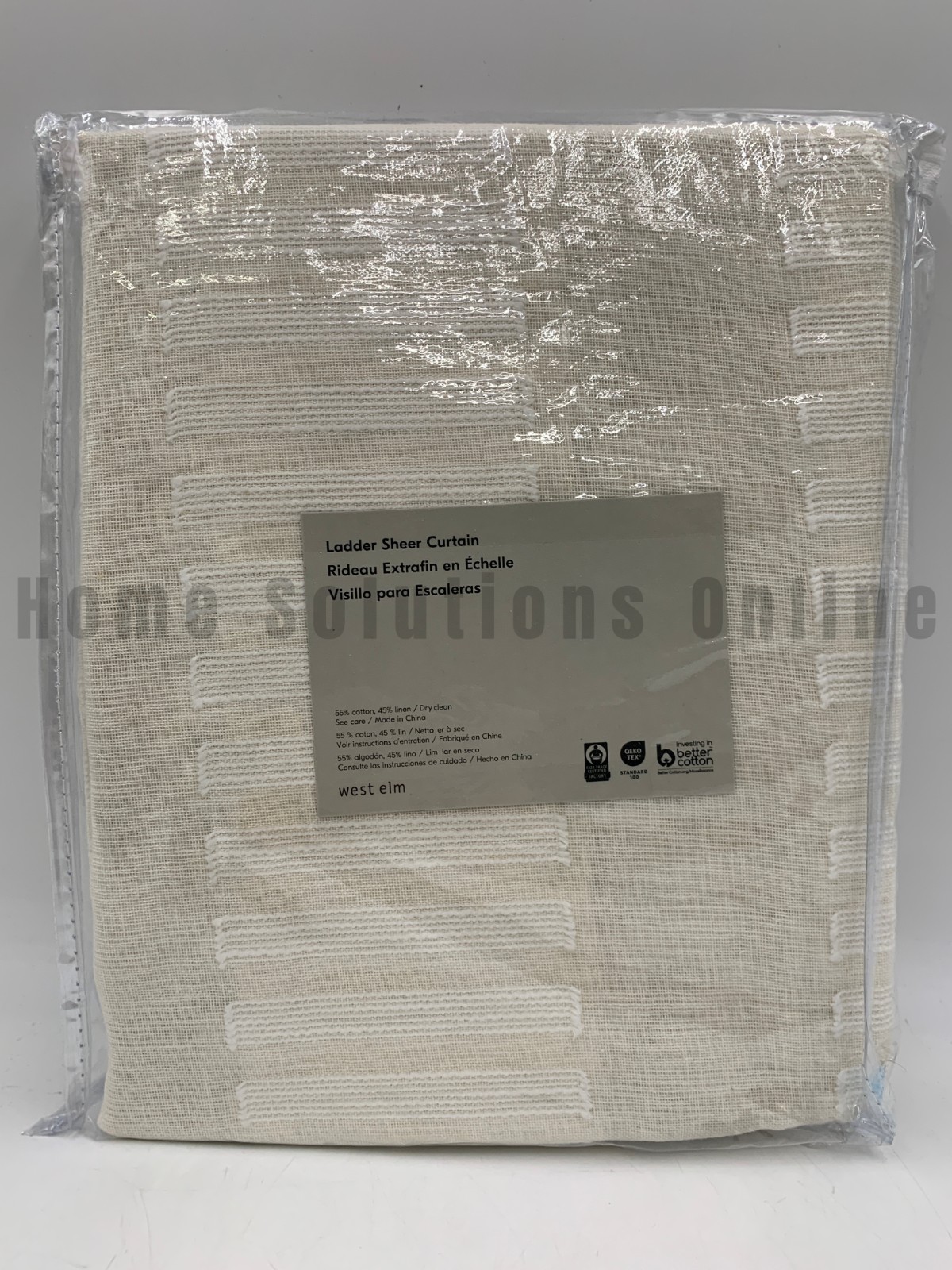 west elm Linen Cotton Ladder Embroidered Sheer Curtain White 48″ x 84″ #S4244