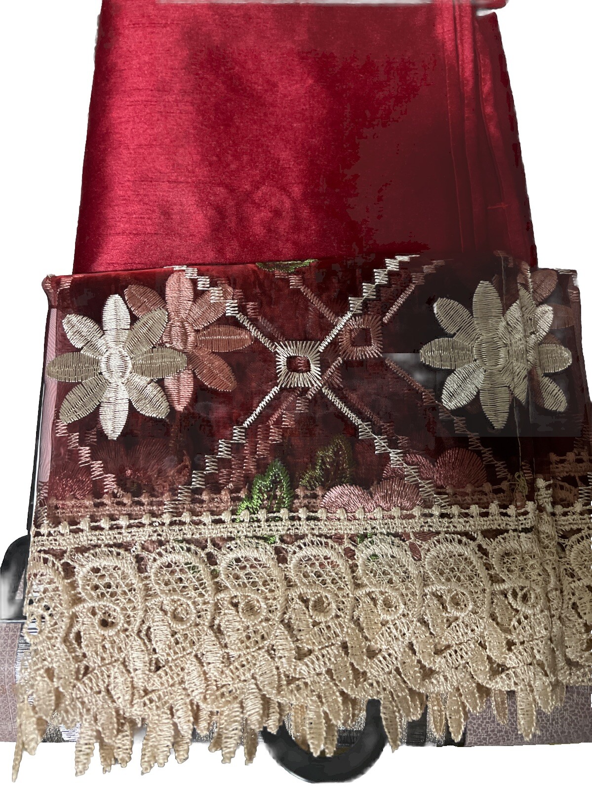 3PC SET WINDOW EMBROIDERY KITCHEN CURTAIN SOLID DRAPE VALANCE TIER NEW DESIGNS