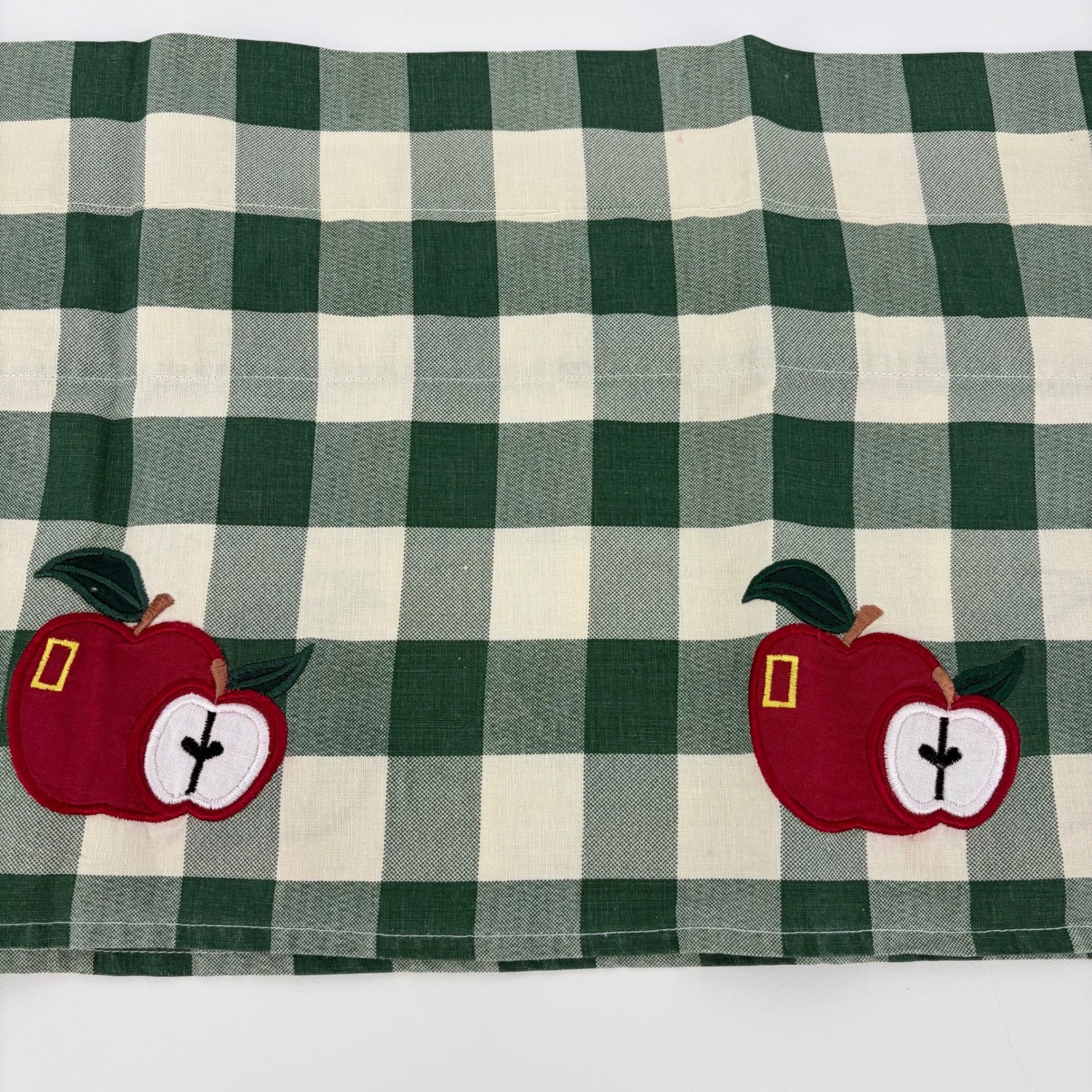 Gingham Apple Valence Green White Buffalo Plaid Country Kitchen 57×11 Gingham