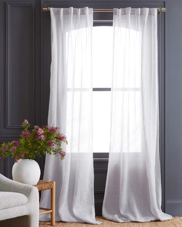 NWOT Quince European Linen Sheer Curtains 48” X 84” Set 2 White