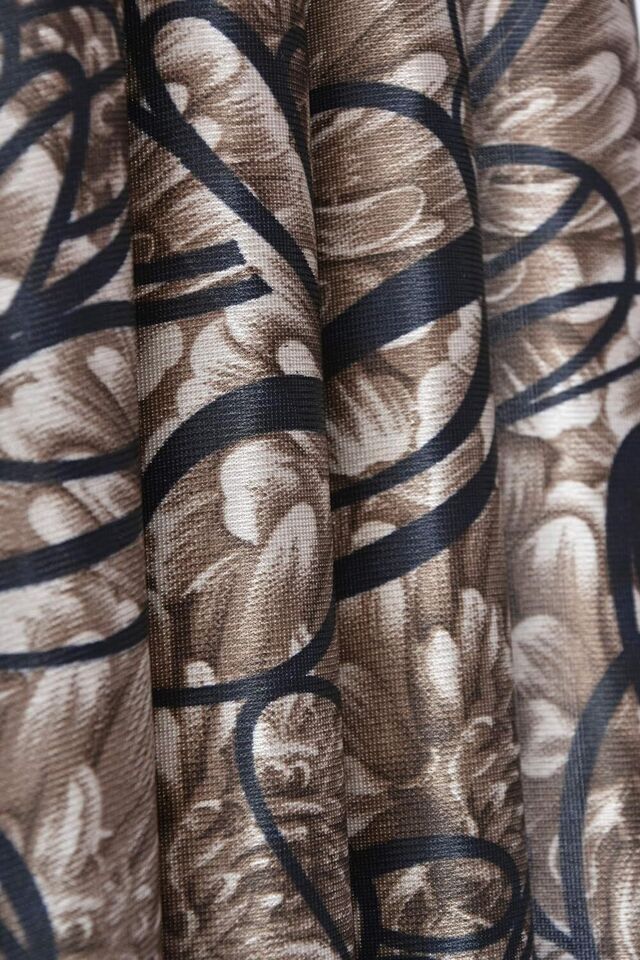 2 Piece Printed Polyester Ringtop Window Door Boho Curtain Set 5 7 9 Feet- Brown