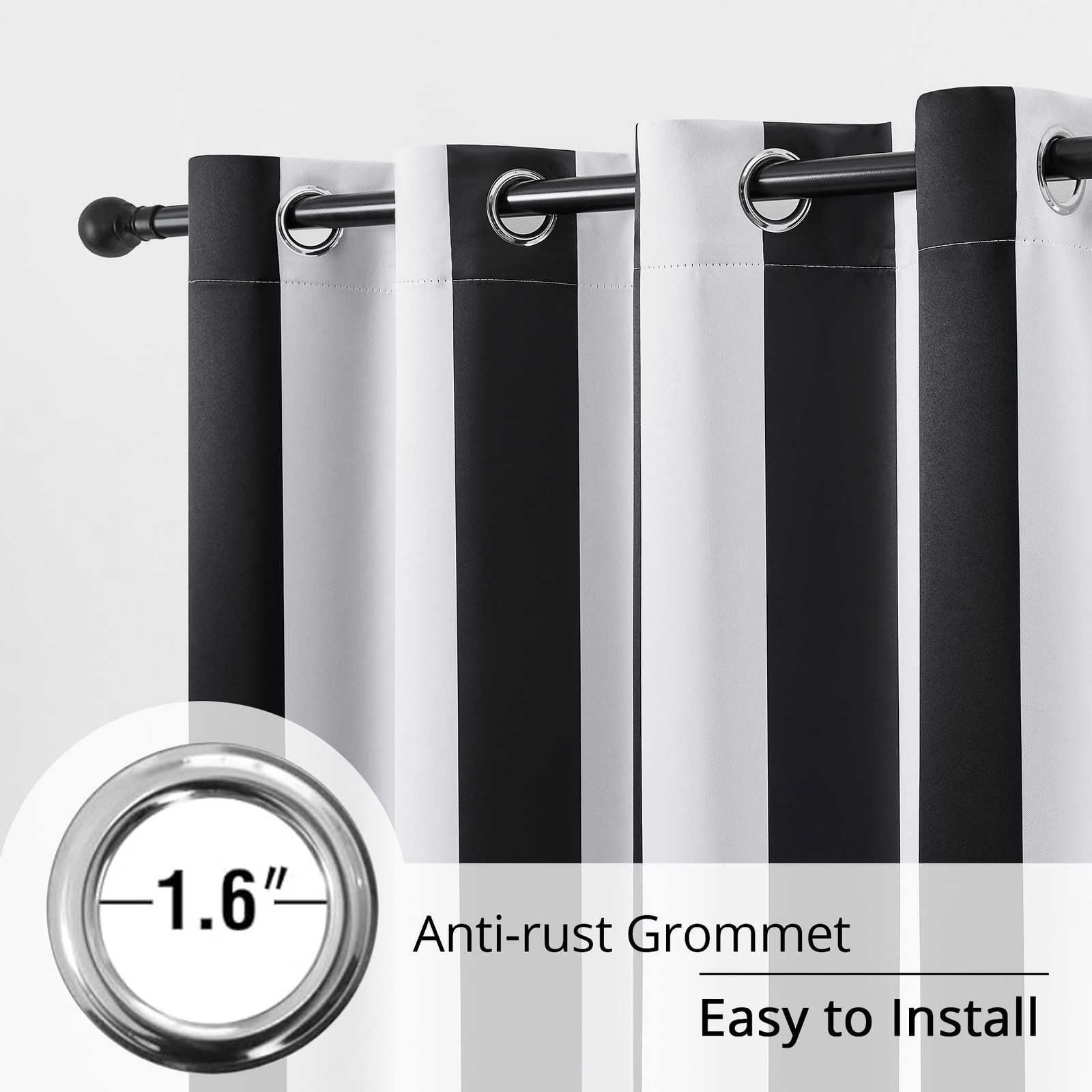 Black and White Vertical Stripe Blackout Curtains, Modern Minimalist Striped Dra