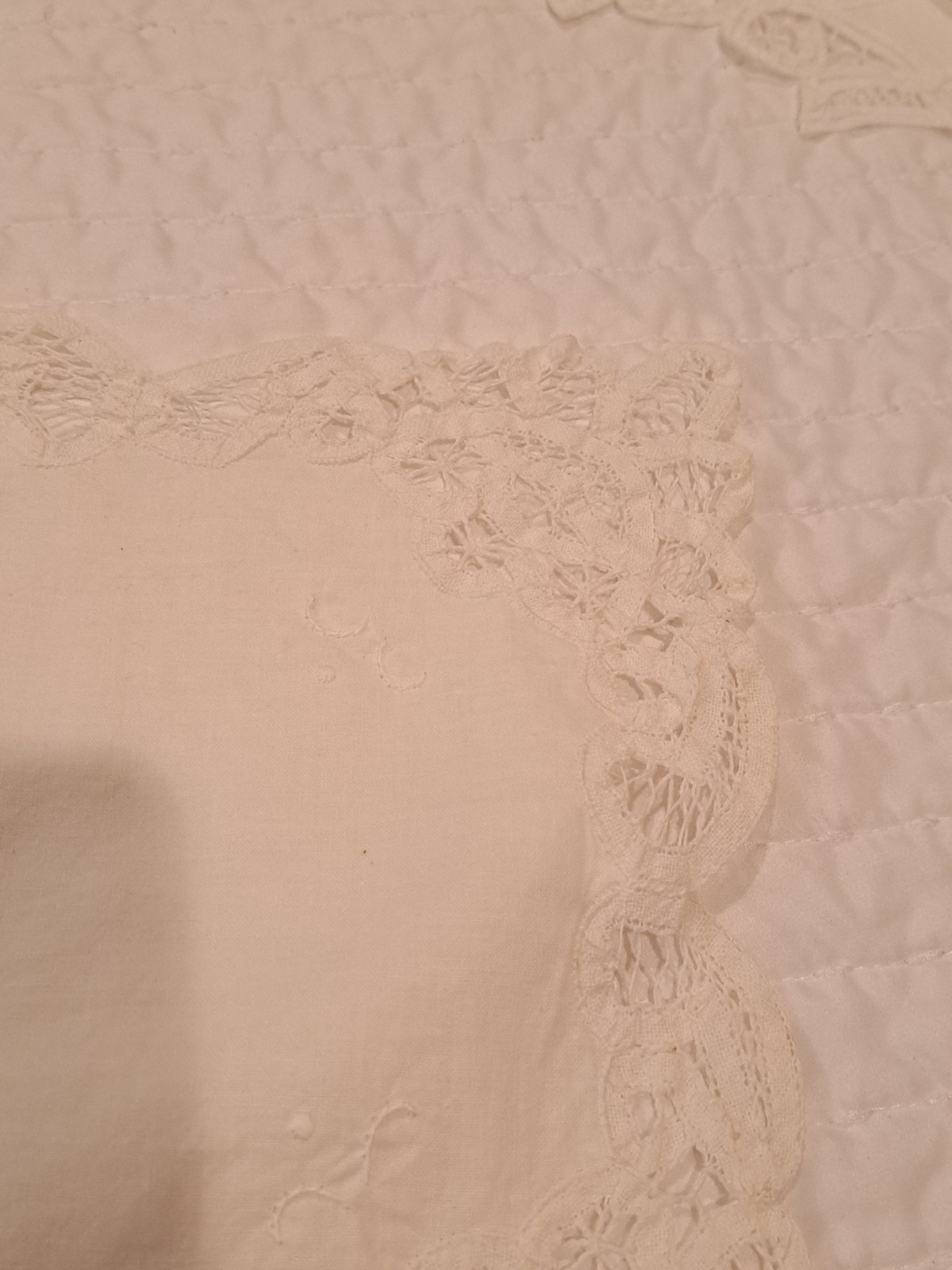 Set White Battenburg Lace Trim Window Curtain Valance Cotton Shabby Cottagecore+