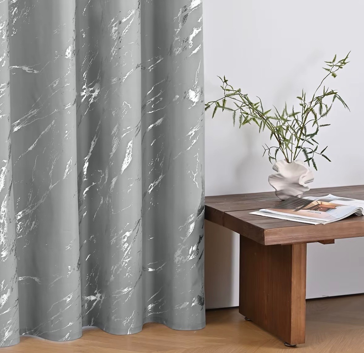 2 pannel Silver/Gray Abstract 104″ longX 54″ wide silver Gromments