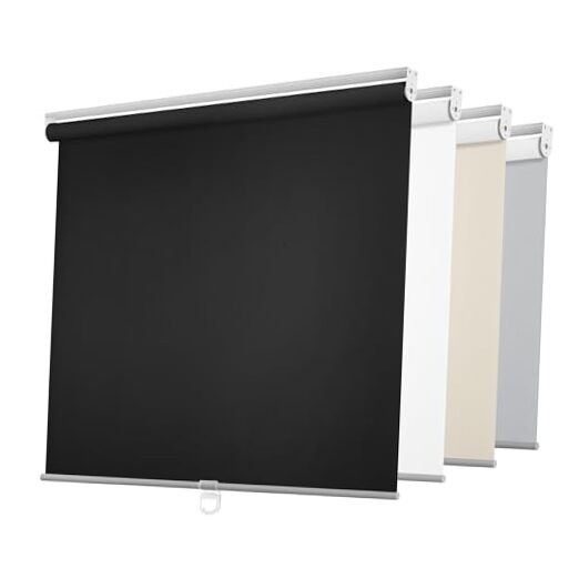 Cordless Free-Stop 100%out Blinds for Windows, Roller 22″W x 72″H Black