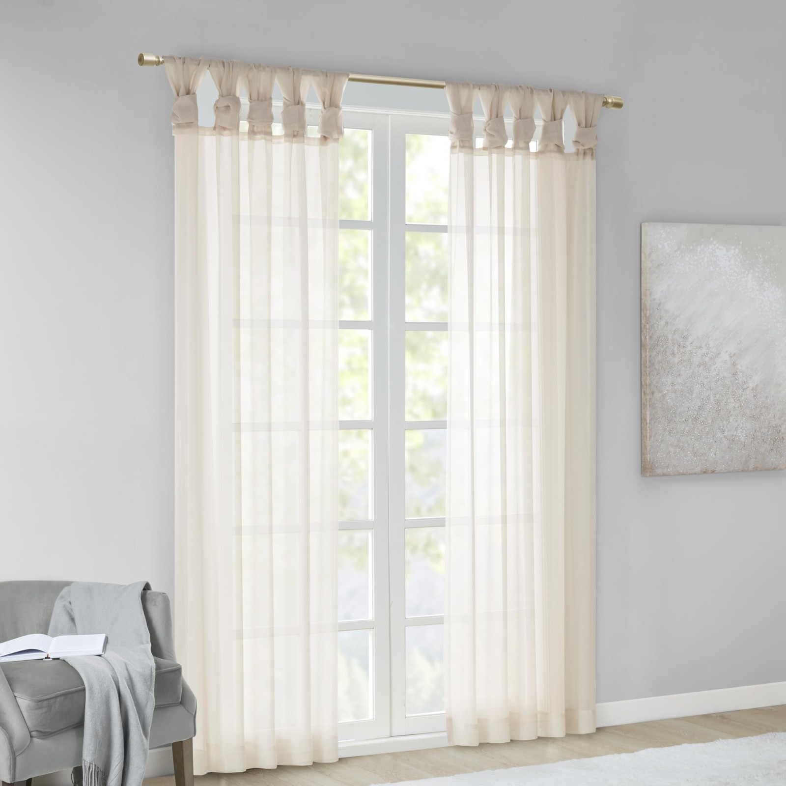 Ceres DIY Twisted Tab Sheer Curtain, Pair Panels, Lightweight Window Treatmen…
