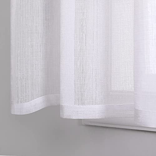Kitchen Curtains 24 Inch Length for Windows Rod 24″W x 30″L (Pack of 2) White