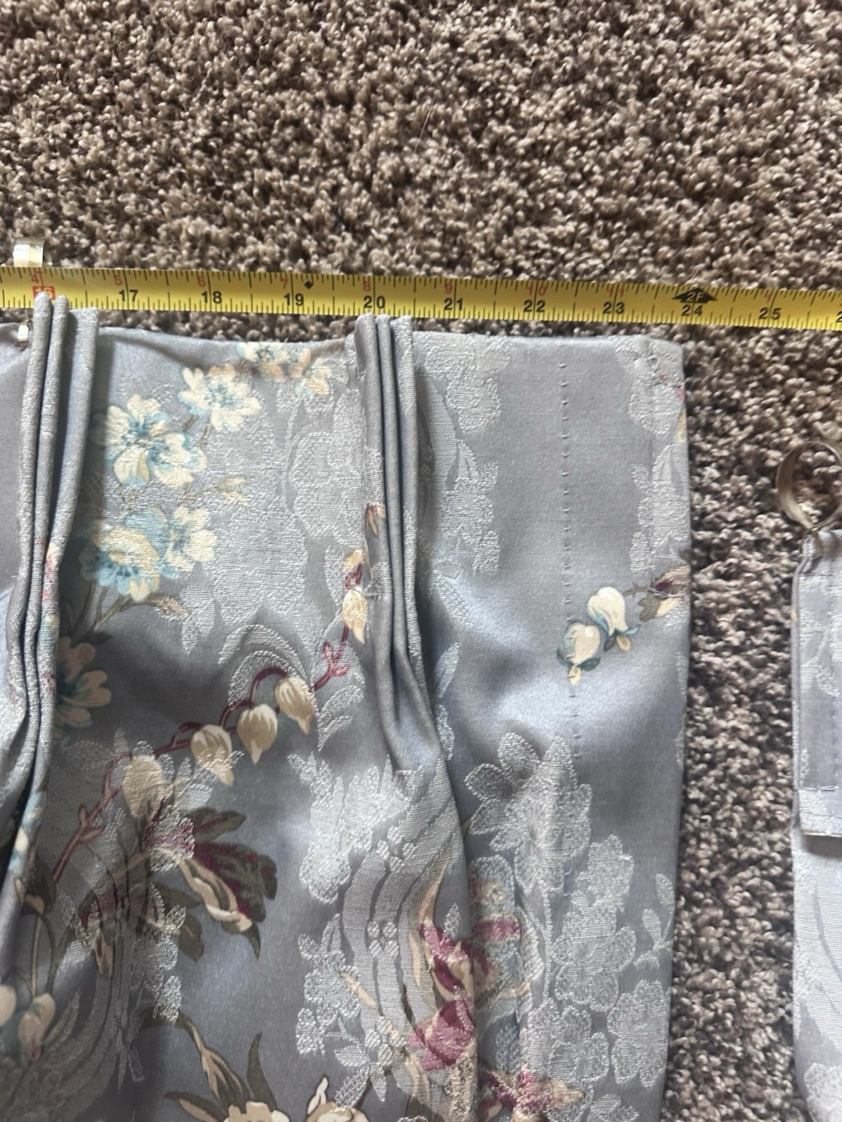 JCPenney Home Silver Floral Print Pinch Pleated Curtain 2 Panels Shabby Chic
