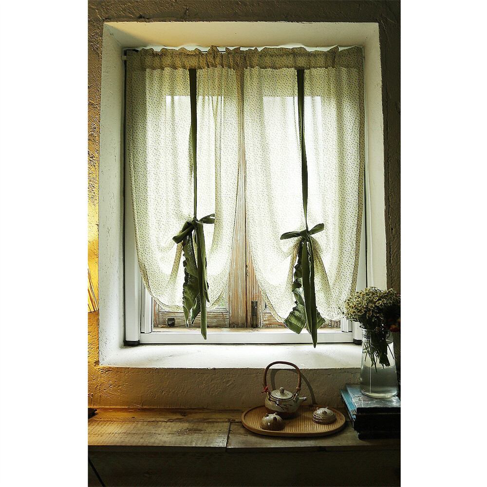 Bohemian Short Curtain Tie-Up Print Window Cafe Cabinet Drape Valance Home Decor