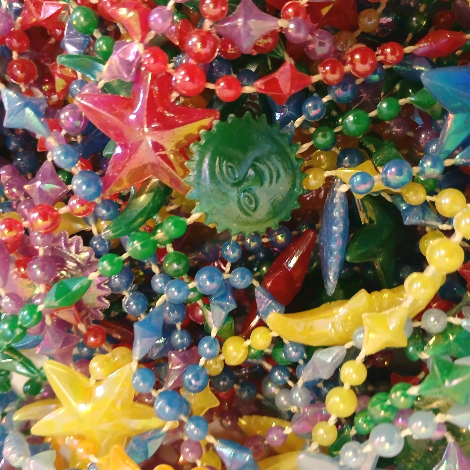 Vtg Y2K Celestial Beaded Curtain Rainbow Iridescent Sun Moon Stars 90s Boho Room