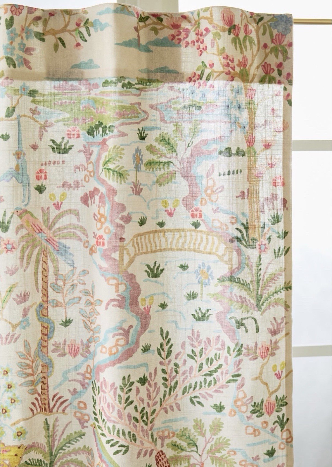 ANTHROPOLOGIE Cafe Curtains Pair MENAGERIE Set/2 Organic Cotton Animals Tree NWT