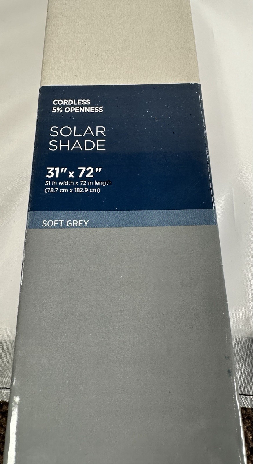 Light Filtering Roller Shades 5% Openness Solar Screen 32”W x 72″ H Grey (1279