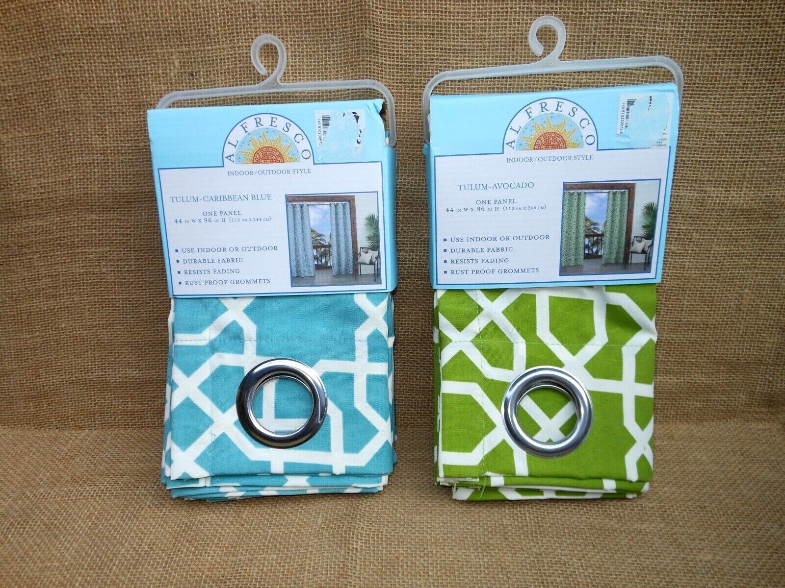 PR 44×96 Ellery MOROCCAN GEO INDOOR OUTDOOR CURTAIN PANELS TEAL BLUE