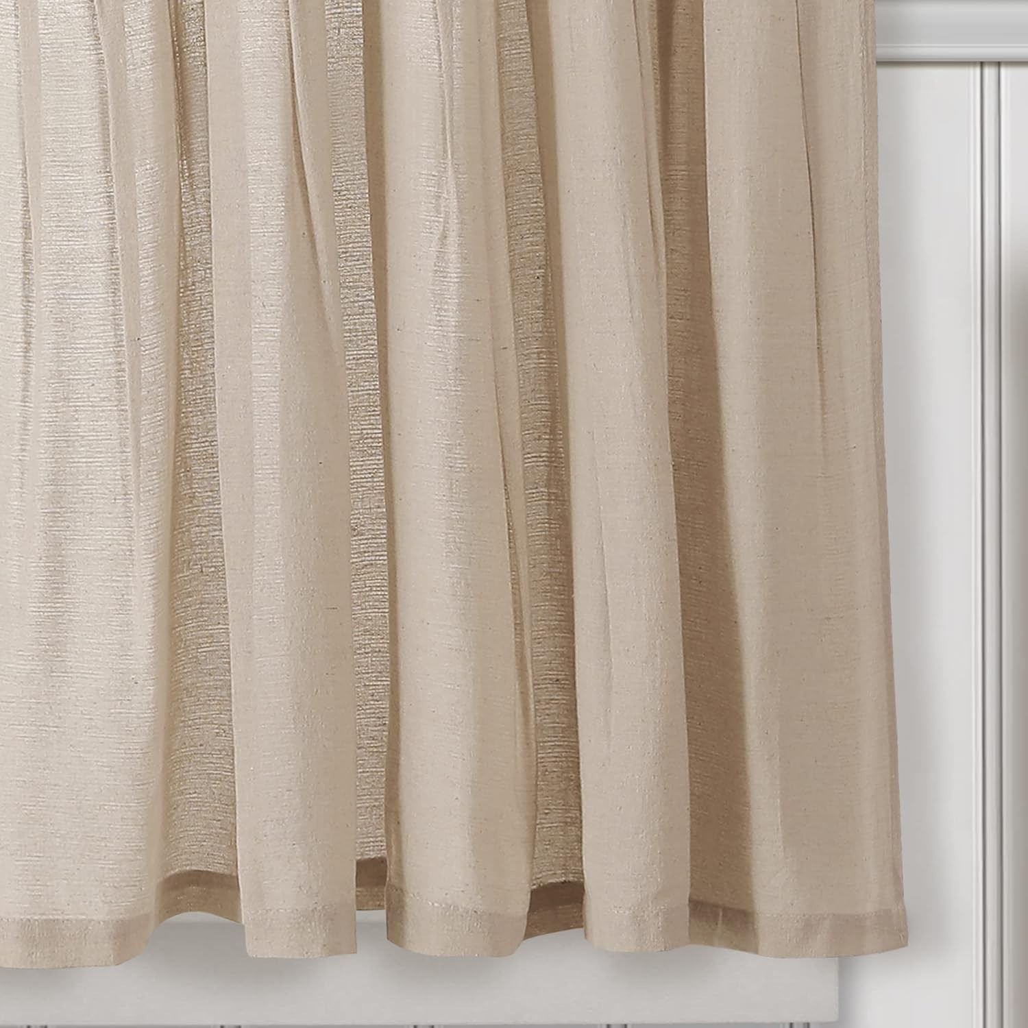 Button Farmhouse Kitchen Curtains Tier Set 29″W x 36″L Dark Linen Linen