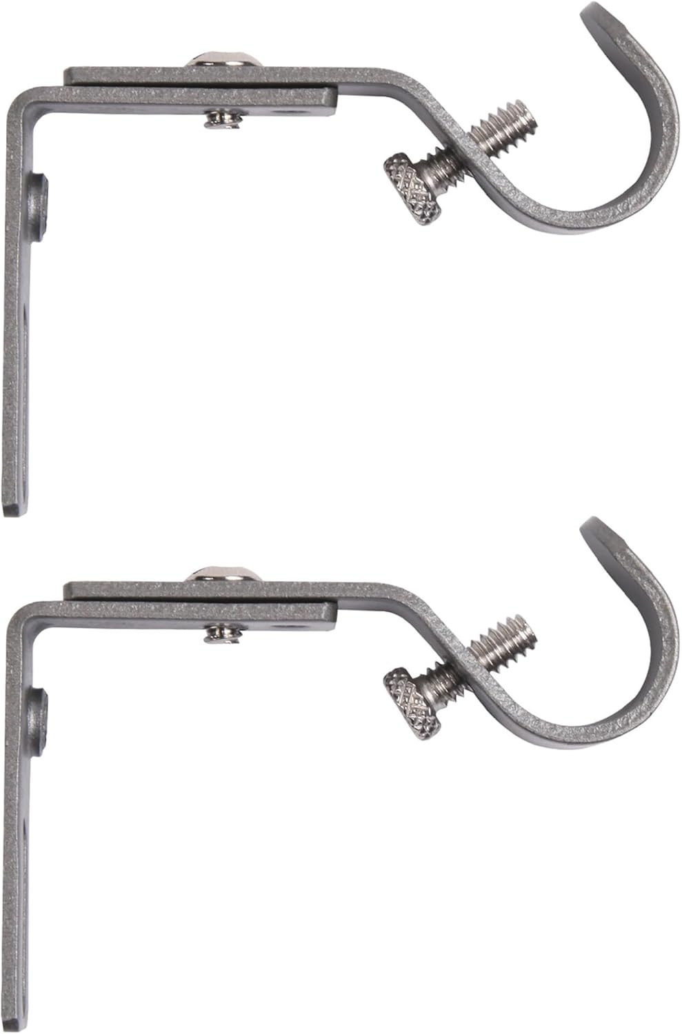 5/8″ Adjustable 2.5-3″ Curtain Rod Mounting Brackets, Set of 2, Polished Pewter