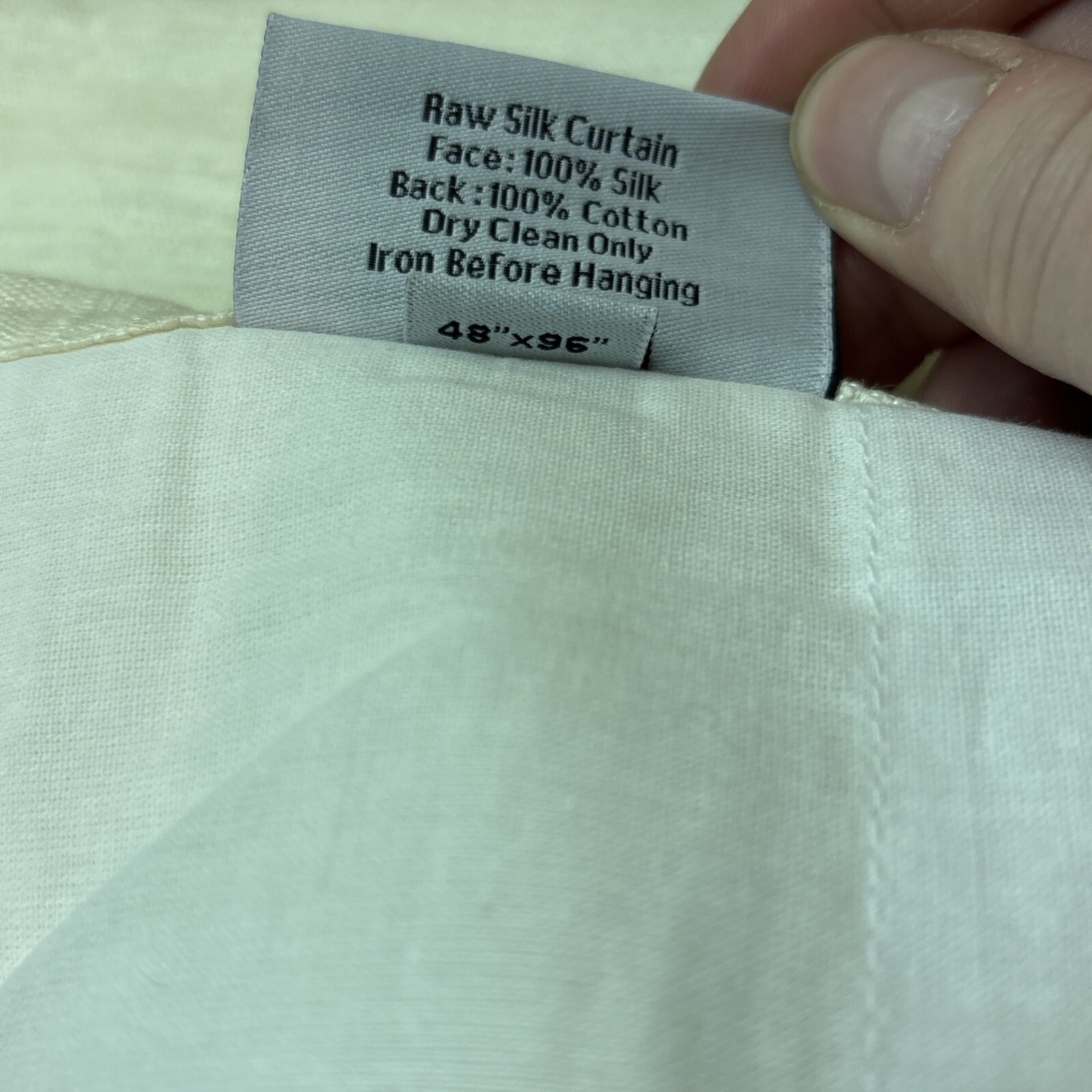 NWOT Quince Raw Silk Curtain Panel Set 2 48” X 96” Cotton Lined Ivory