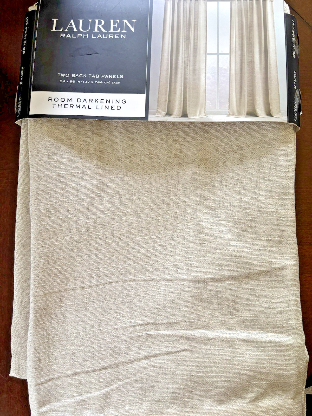 2 Ralph Lauren Maceio Thermal Blackout Back Tab Panels Curtains Linen 54″ x 96”