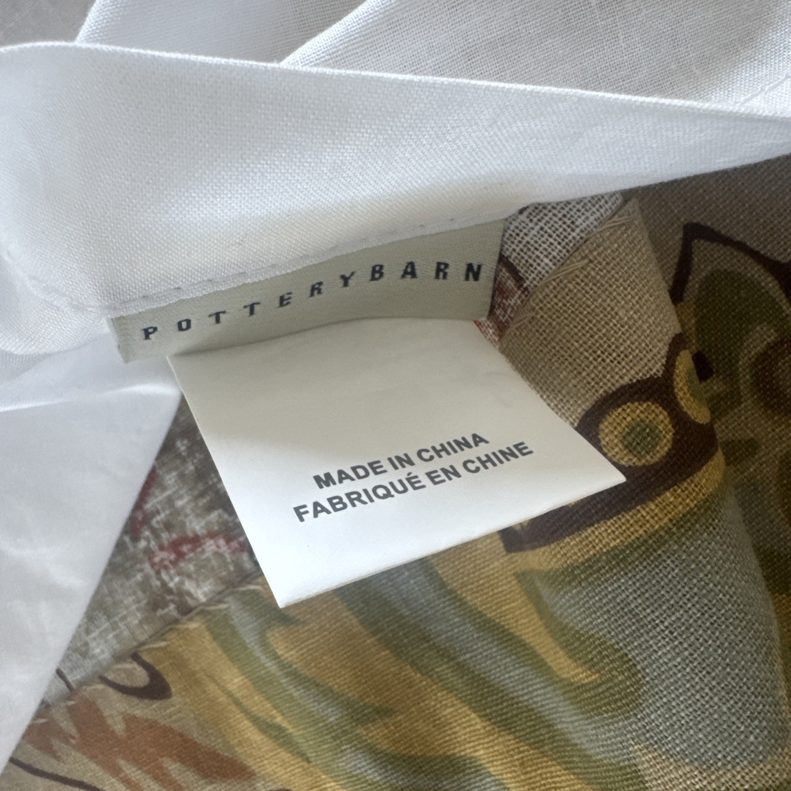 Pottery Barn Lined Curtain Panels Set. Floral Tan Print. Linen Blend 48″x84