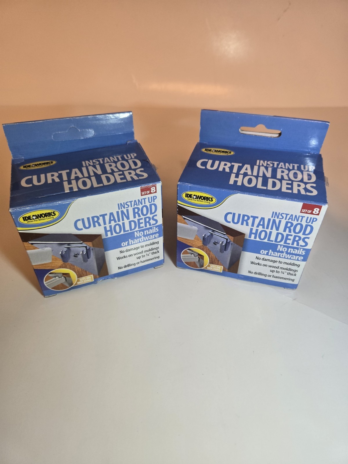 IdeaWorks Instant UP Curtain Rod Holders –Lot Of 2 New Opened Boxes JT1851/8