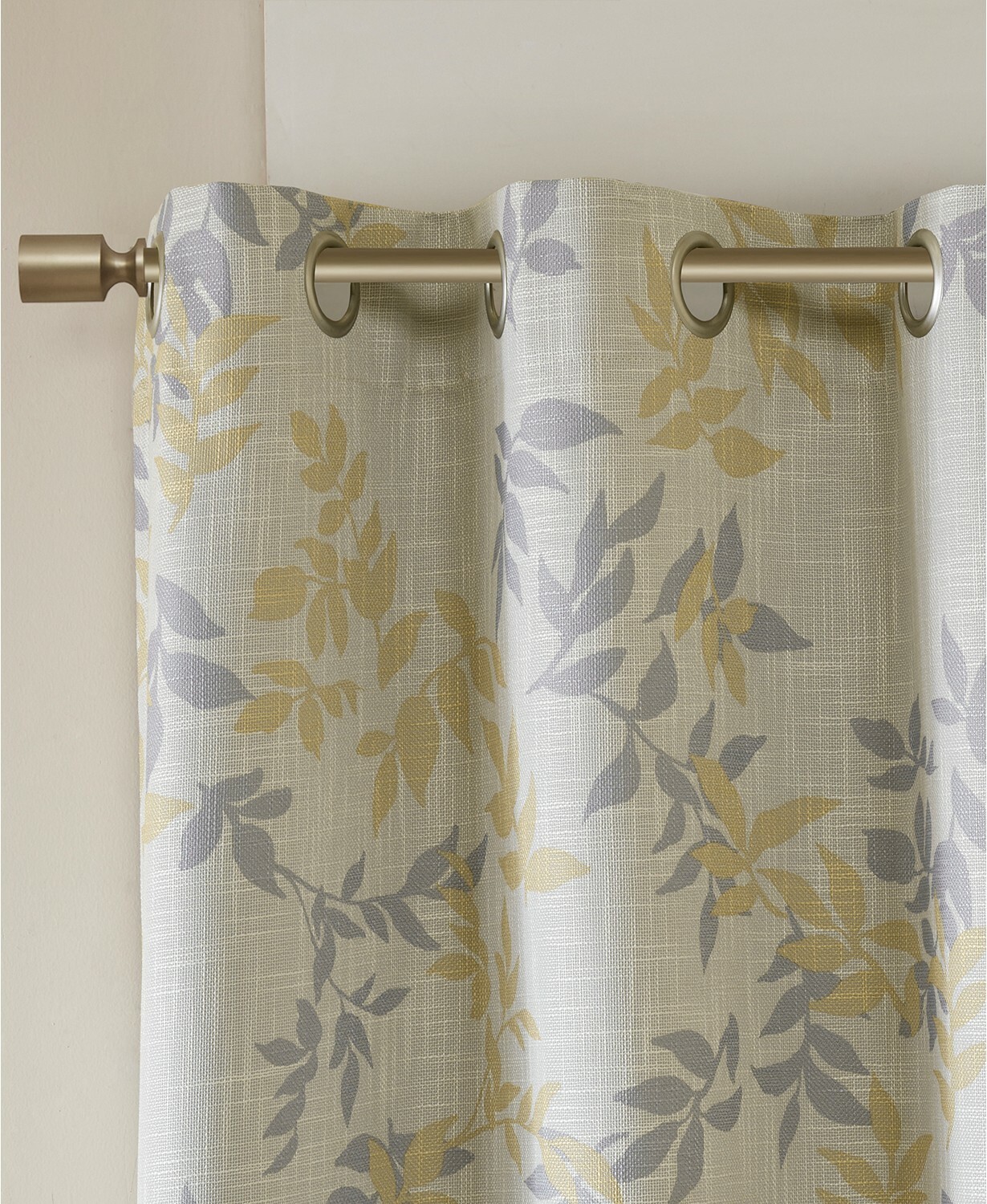 SunSmart Julie 50″ x 84″ Textured Botanical-Print Blackout Window Panel – Yellow