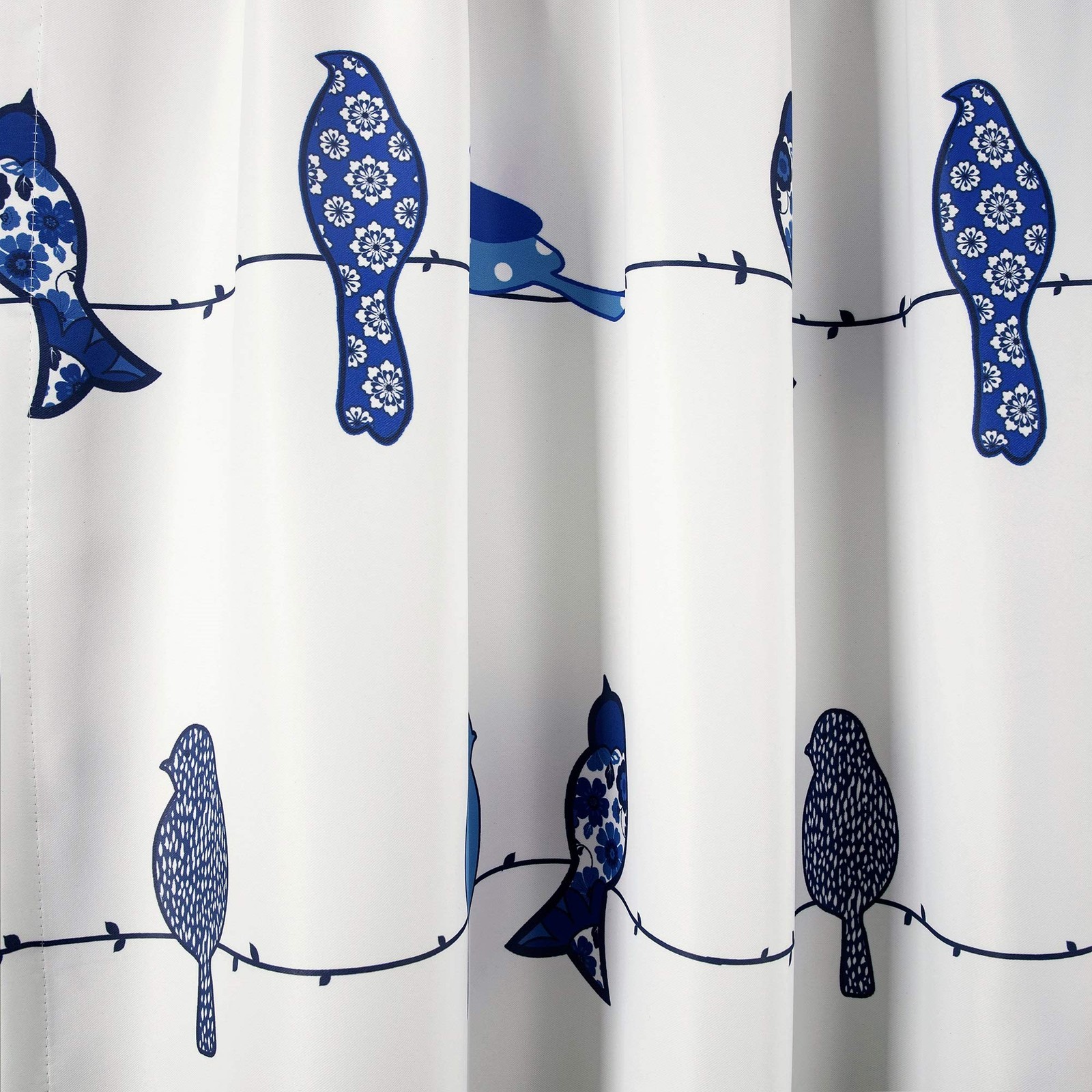 Rowley Birds Light Filtering Window Curtain Panels, Pair, 52″ W x 84″ L, Navy…